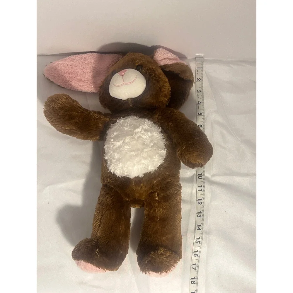 Build-A-Bear Workshop Brown Bunny Rabbit Plush Pink Ears White‎ Belly 16 Inch